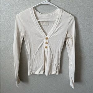 Citizens of Humanity Cream Button-Up Ribbed Top